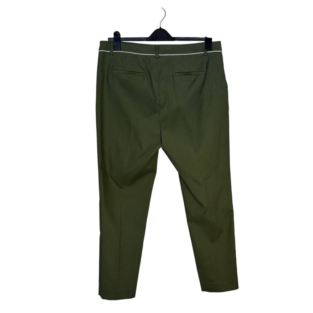 Worth New York Olive Green Dress Pants With White Piping Flat Front - Picture 4 of 12